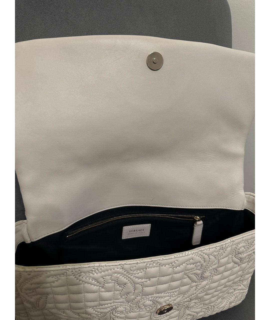 VERSACE Белая кожаная сумка через плечо, фото 5