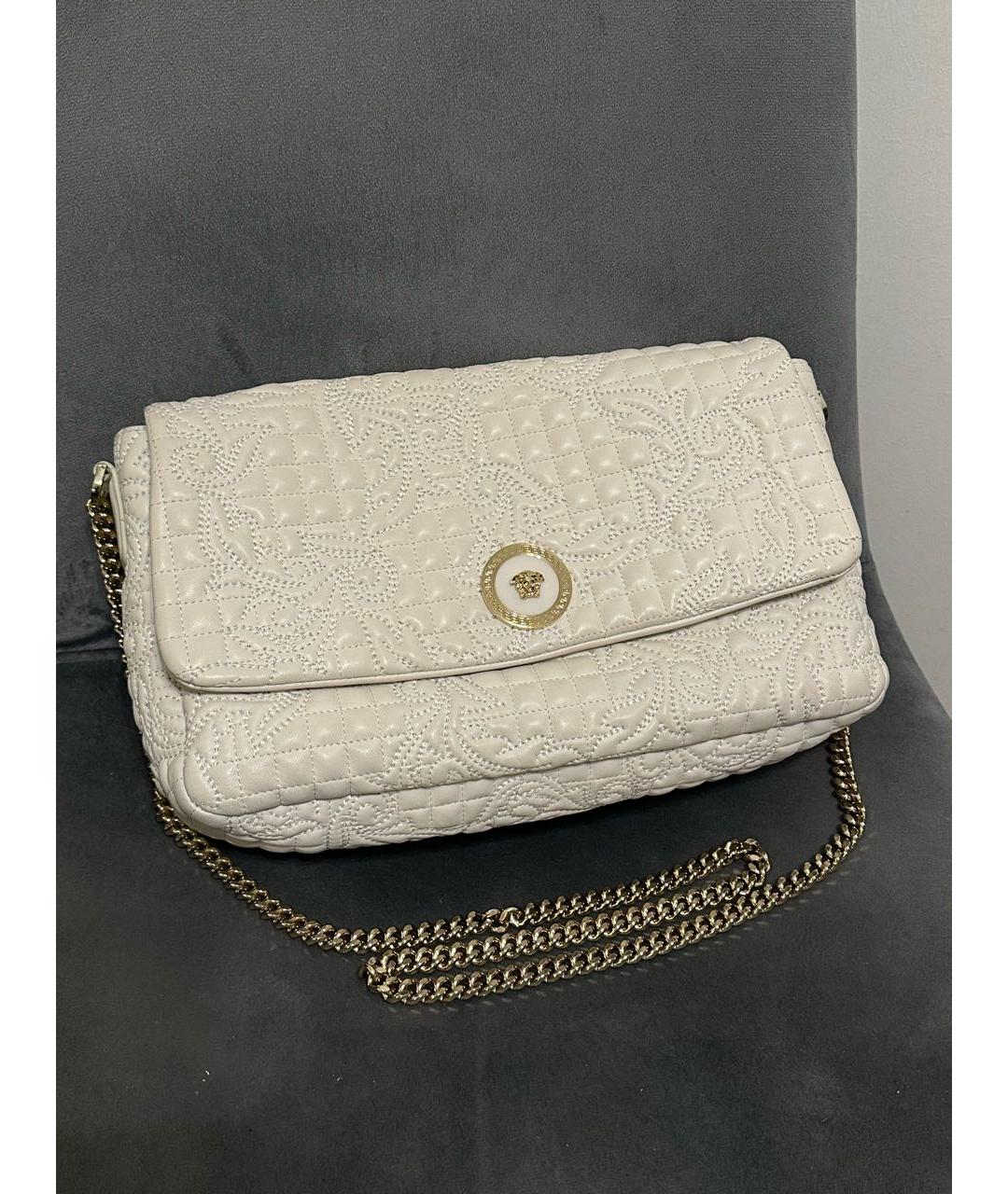 VERSACE Белая кожаная сумка через плечо, фото 9