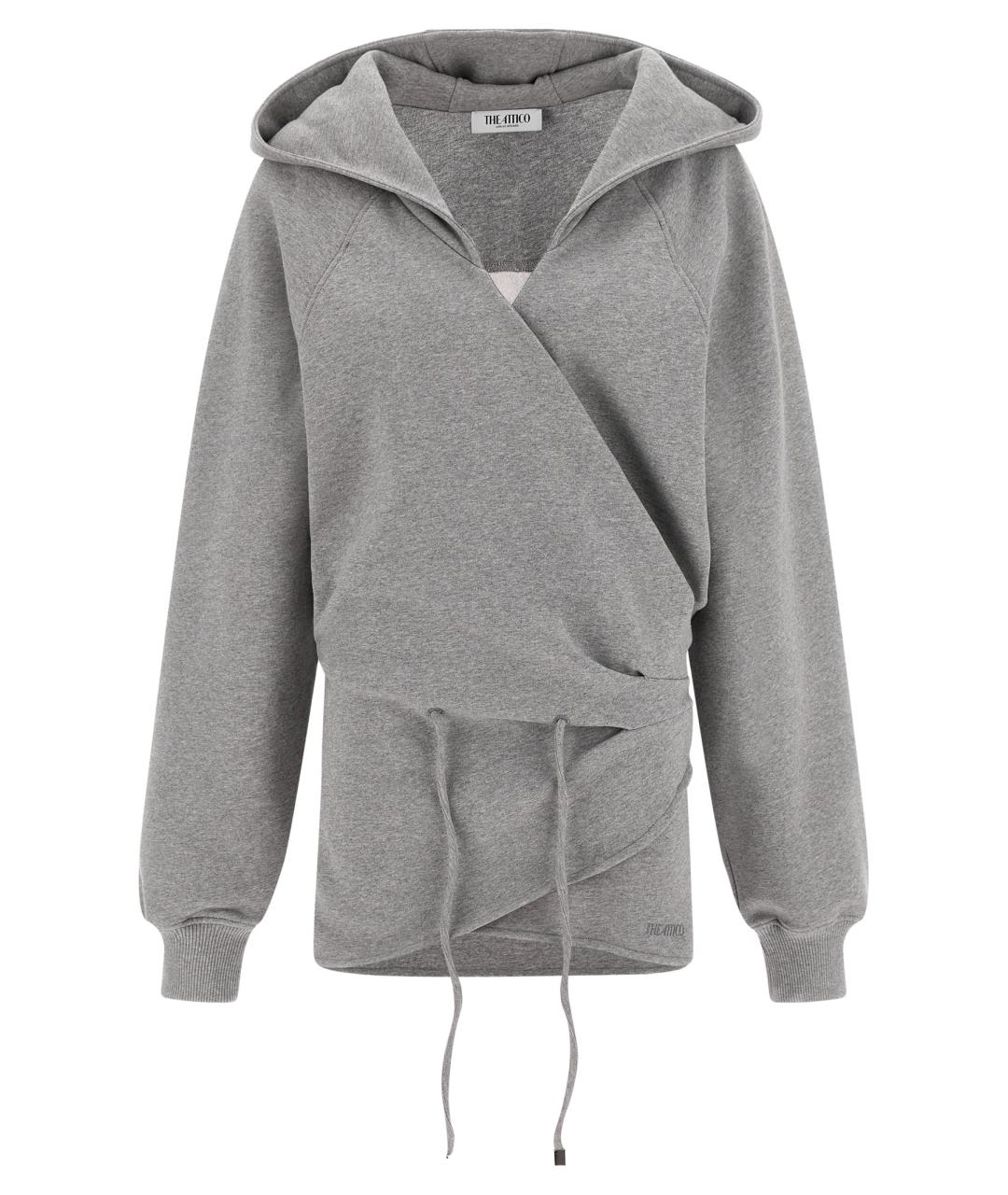 THE ATTICO Серое хлопковое платье, фото 1