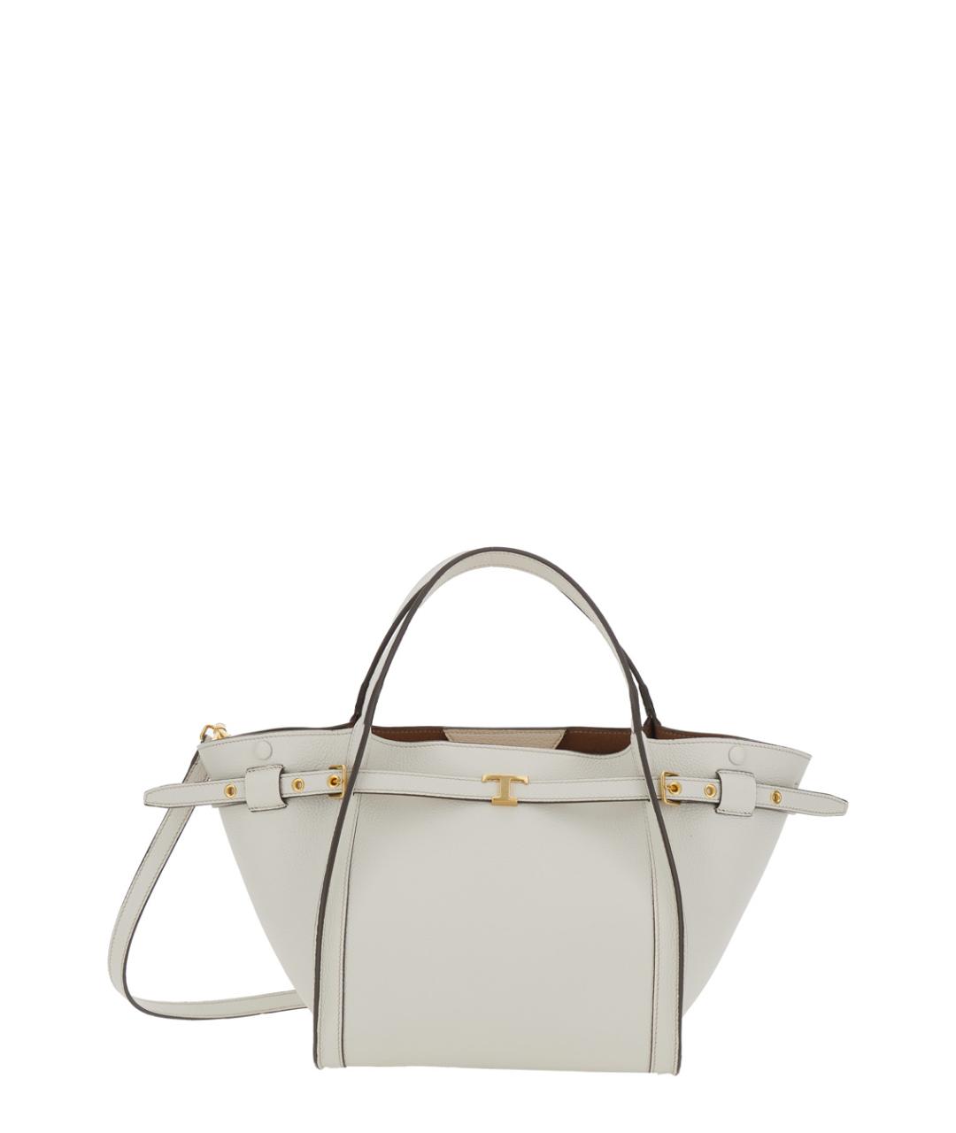 TOD'S Белая кожаная сумка тоут, фото 1