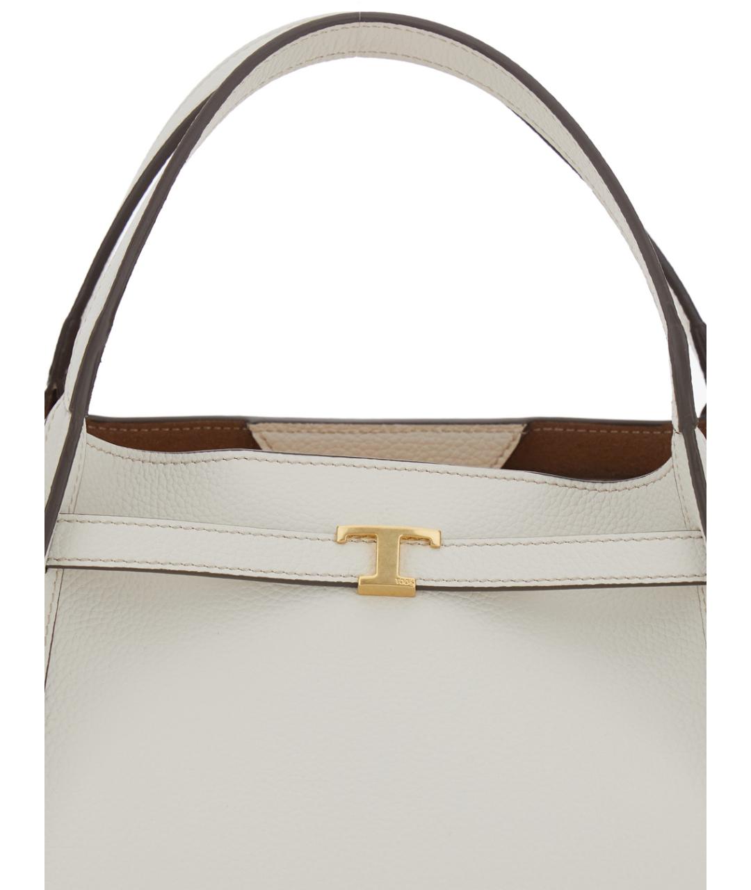 TOD'S Белая кожаная сумка тоут, фото 3
