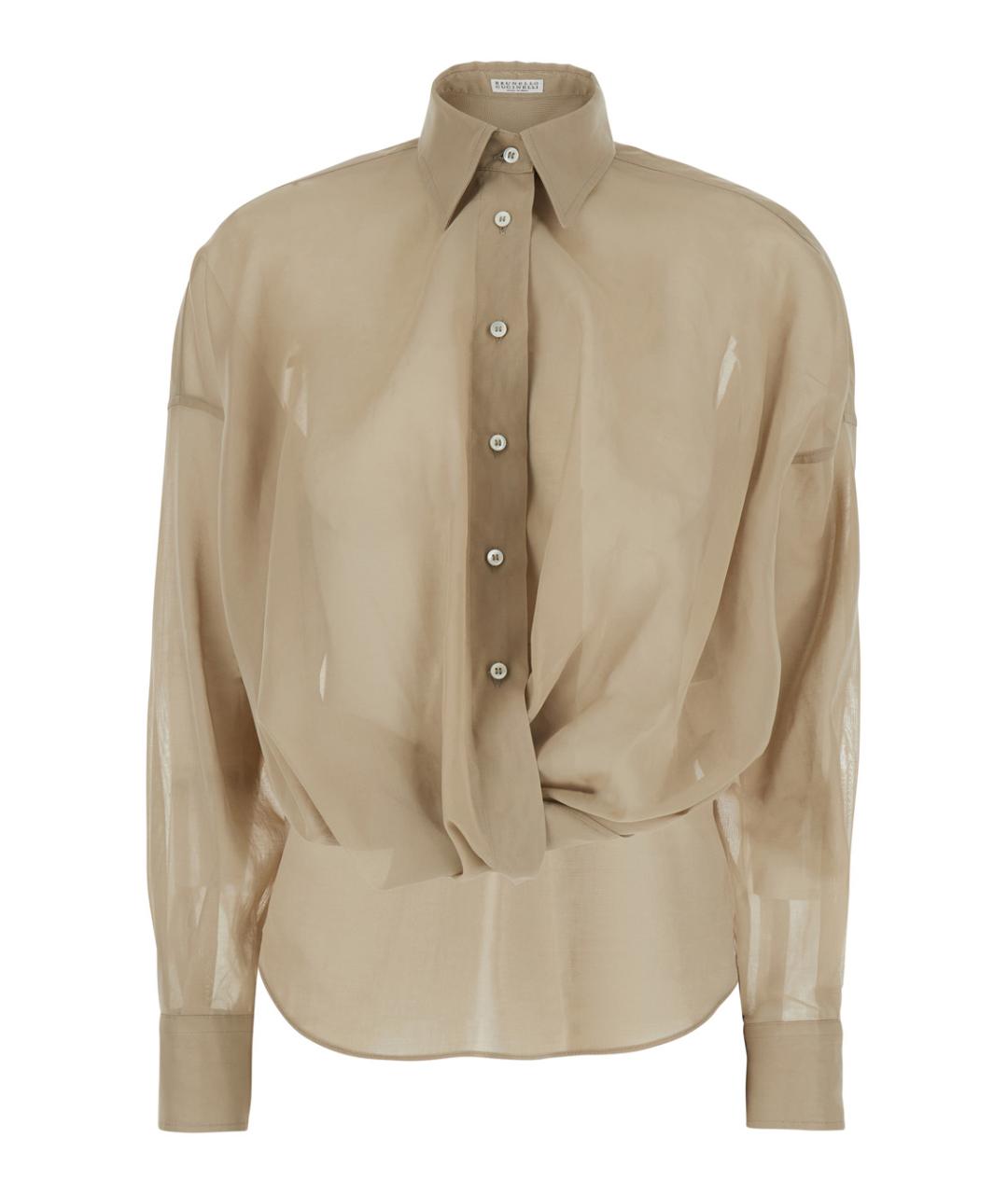 BRUNELLO CUCINELLI Бежевая хлопковая рубашка, фото 1