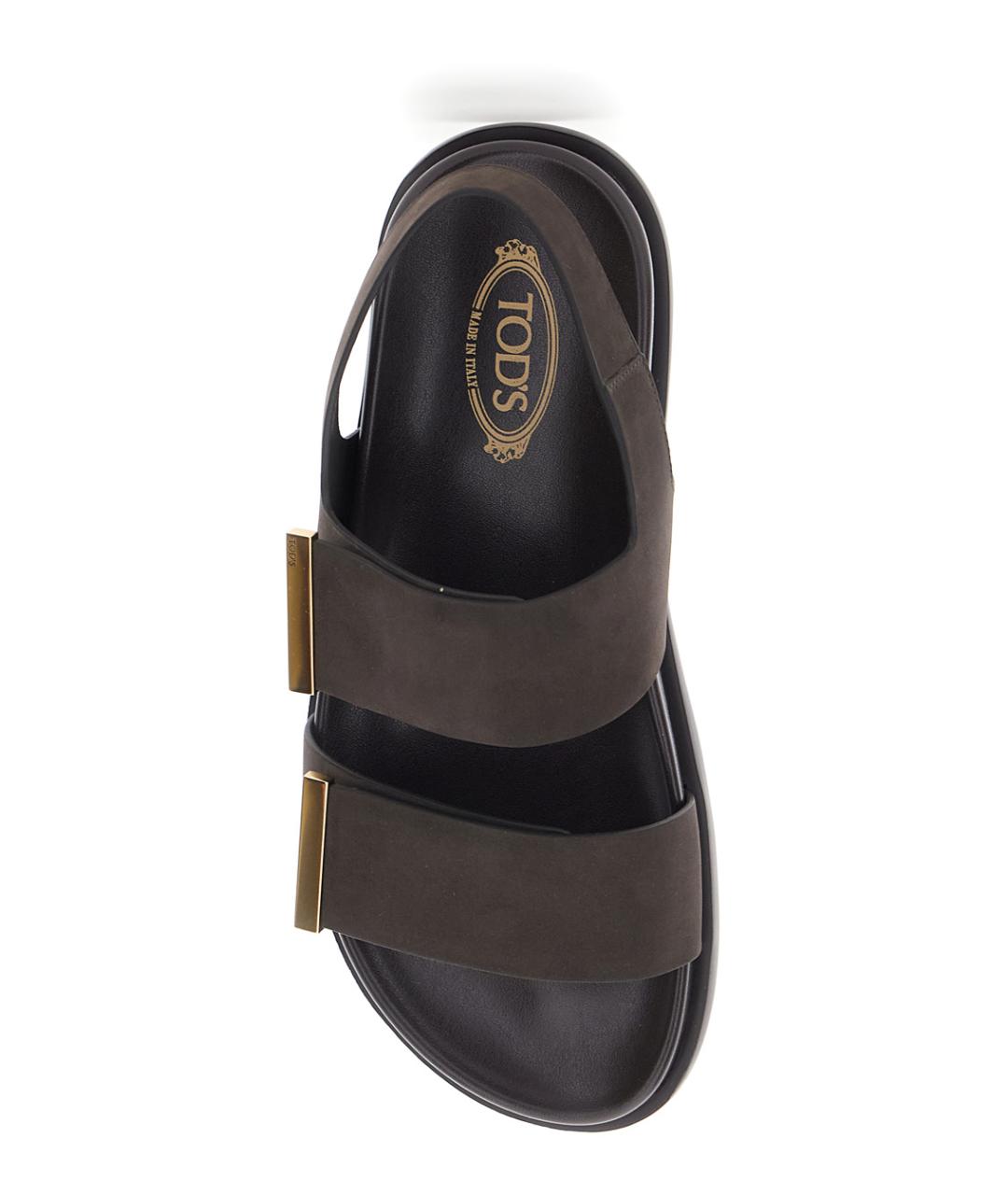 TOD'S Коричневые кожаные сандалии, фото 4