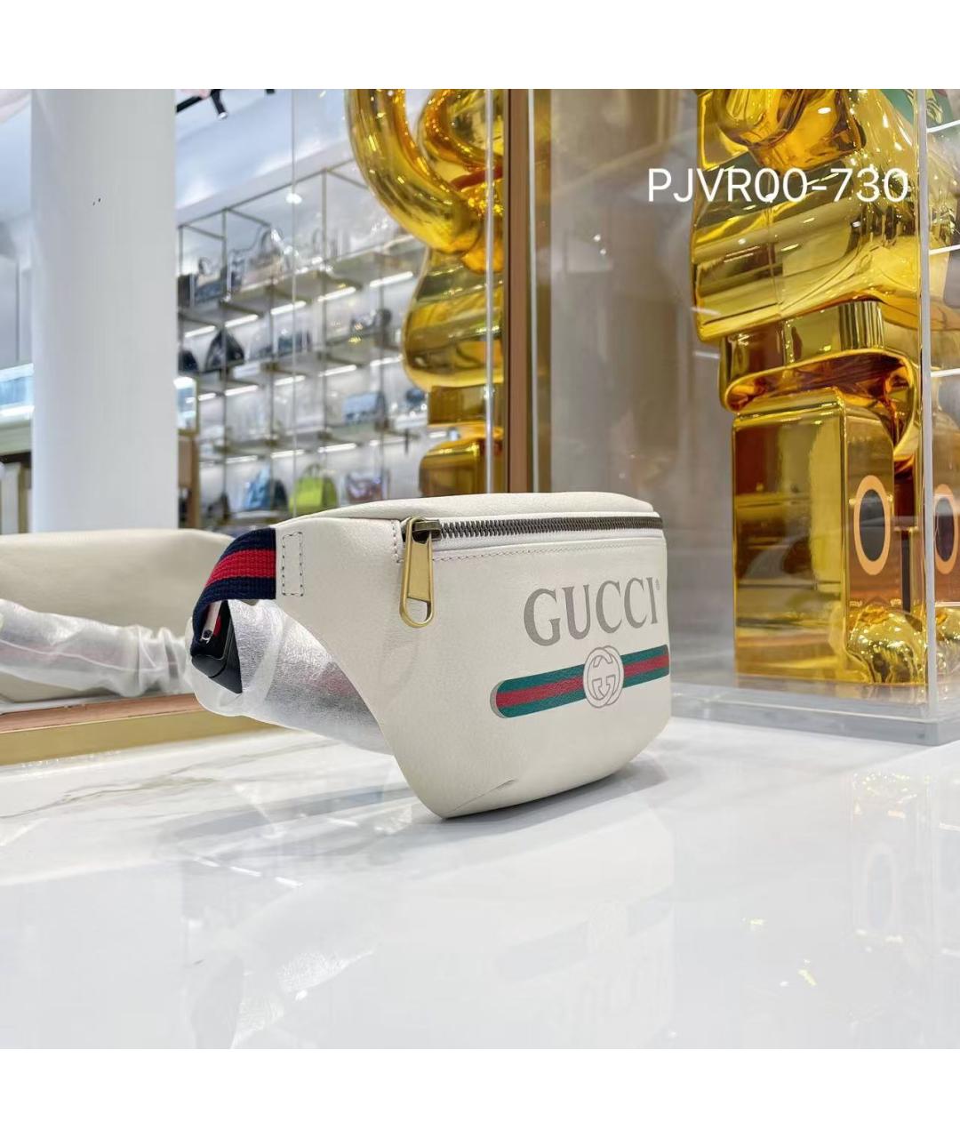 GUCCI Белая кожаная поясная сумка, фото 3