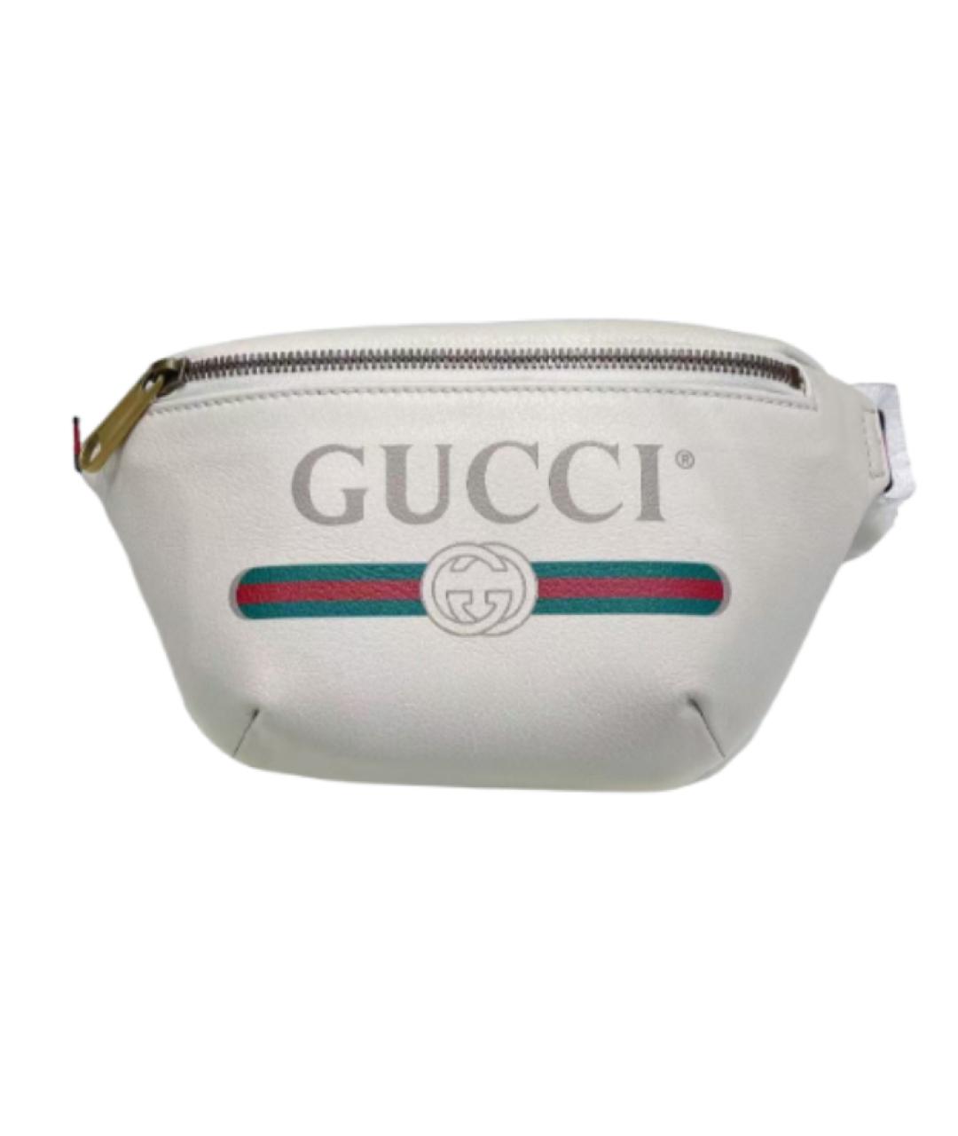 GUCCI Белая кожаная поясная сумка, фото 1