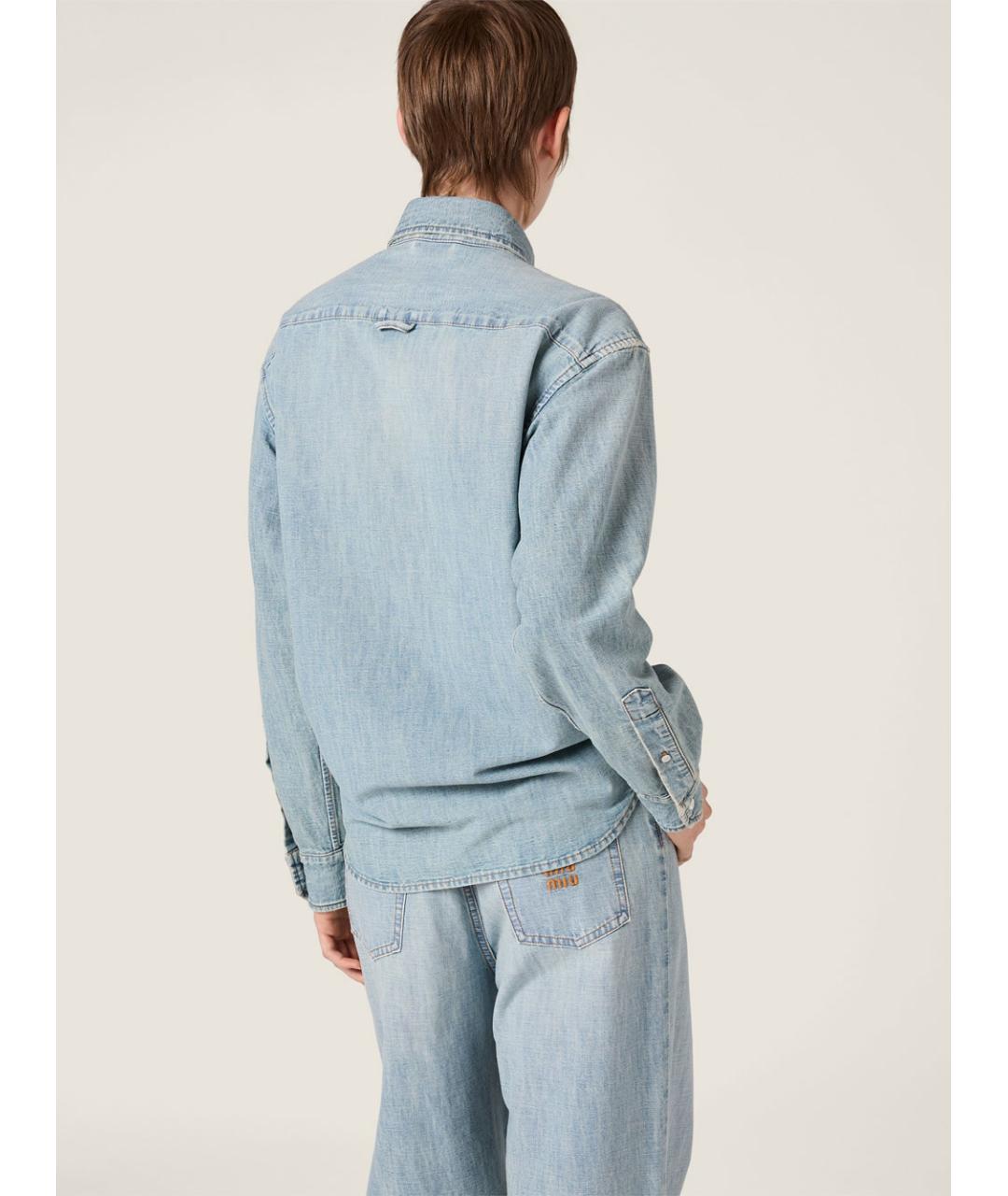 MIU MIU Синяя хлопковая рубашка, фото 3