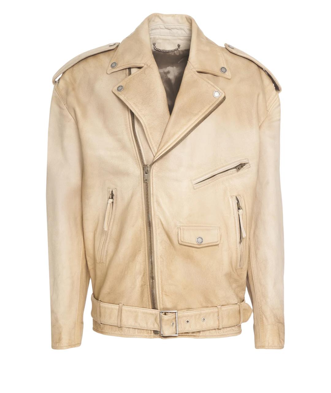 GOLDEN GOOSE DELUXE BRAND Бежевая кожаная куртка, фото 1