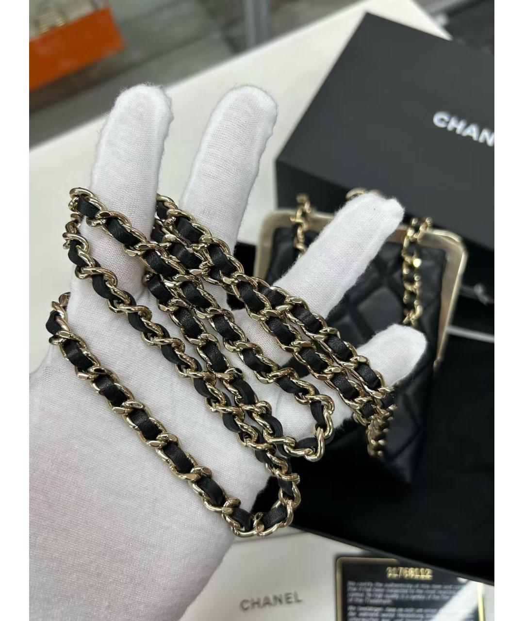 CHANEL Черная кожаная сумка через плечо, фото 6