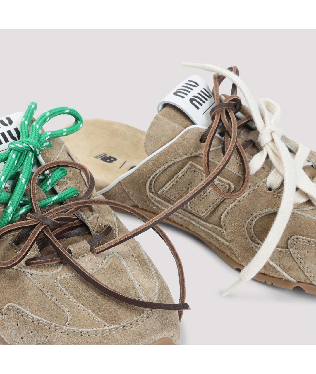 MIU MIU Бежевые замшевые мюли, фото 5