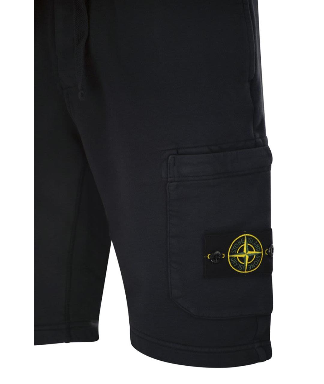 STONE ISLAND Темно-синие хлопковые шорты, фото 4