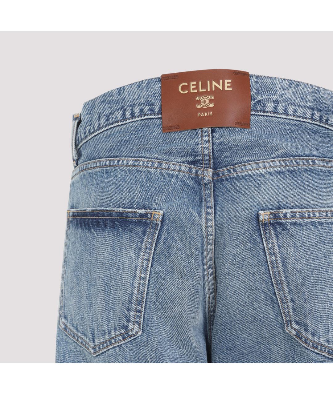 CELINE Синие хлопковые прямые джинсы, фото 5