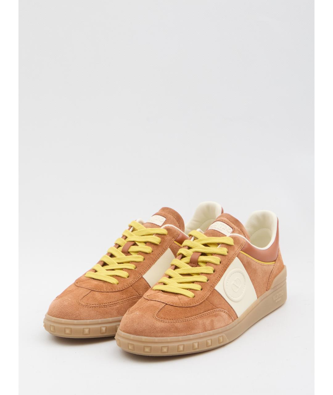 VALENTINO Оранжевое замшевые низкие кроссовки / кеды, фото 2