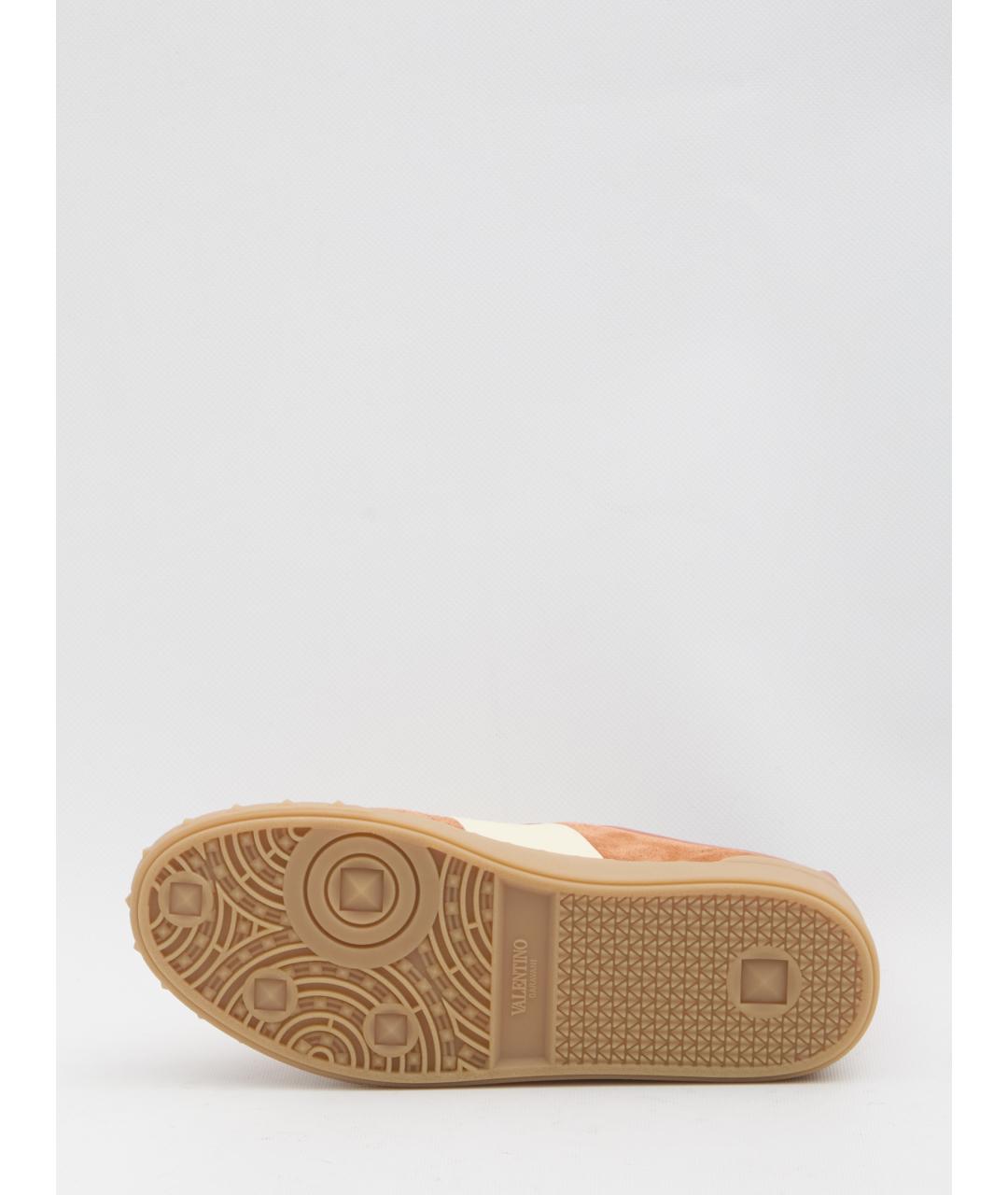 VALENTINO Оранжевое замшевые низкие кроссовки / кеды, фото 4