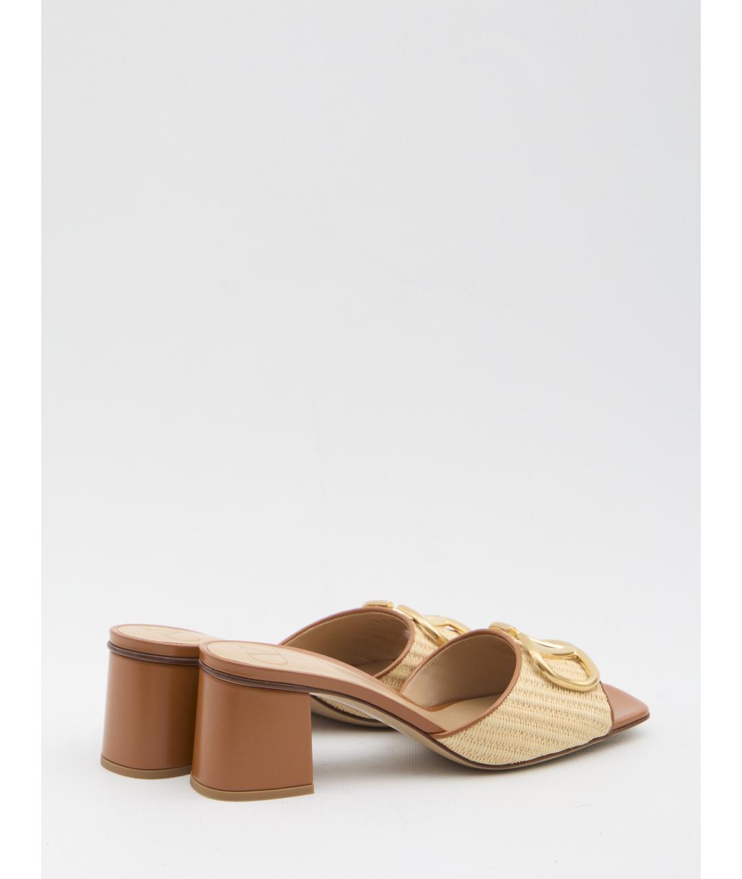 VALENTINO Бежевые кожаные мюли, фото 3