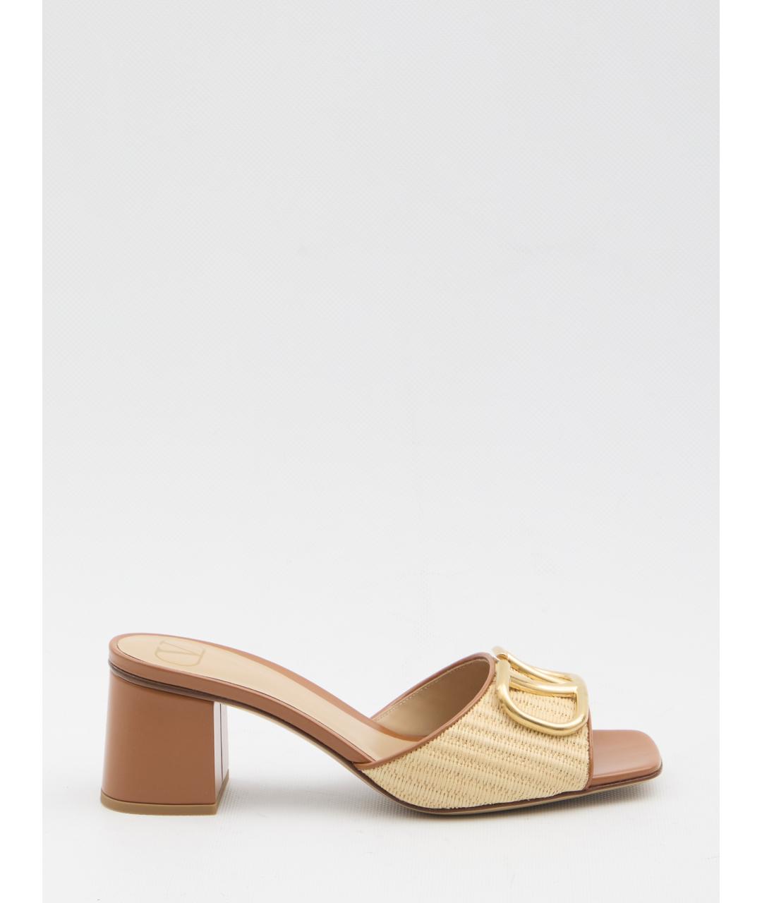 VALENTINO Бежевые кожаные мюли, фото 6