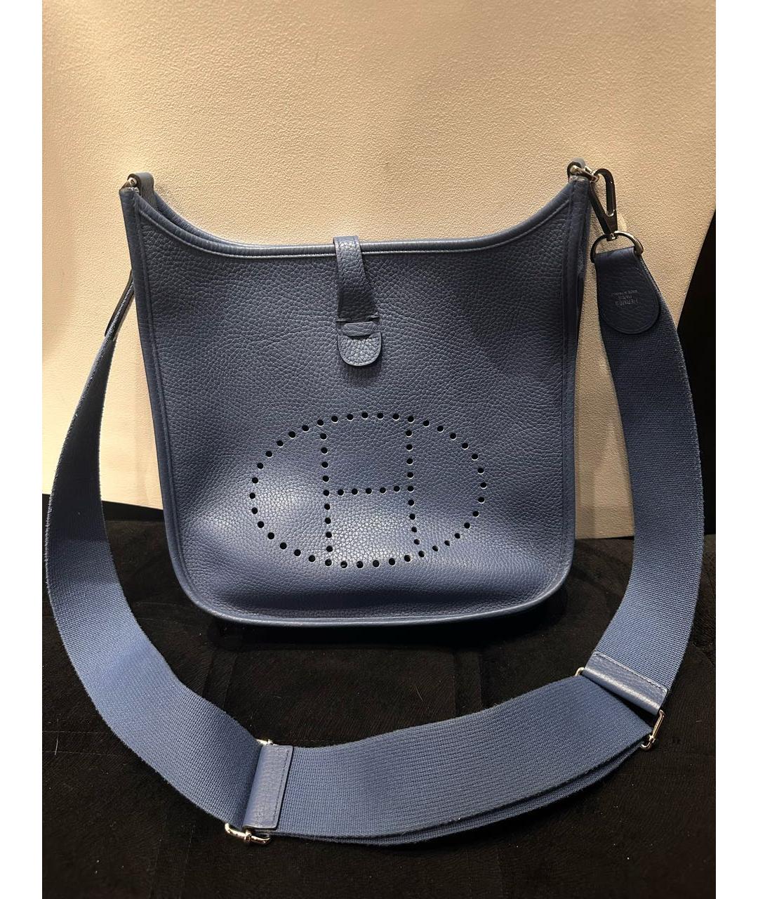 HERMES Синяя кожаная сумка через плечо, фото 5
