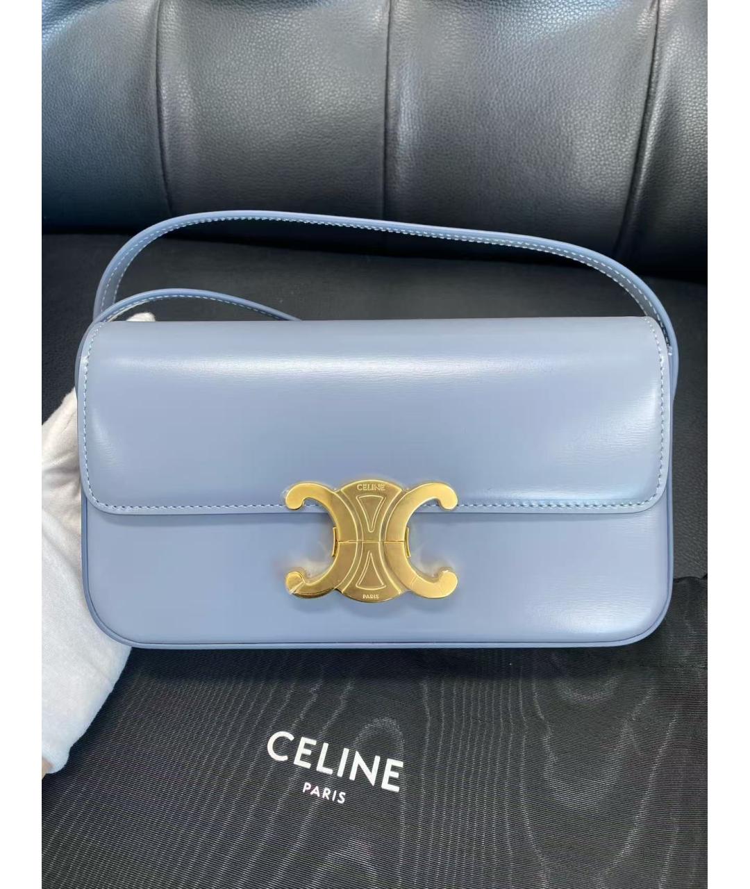 CELINE Голубая кожаная сумка через плечо, фото 2