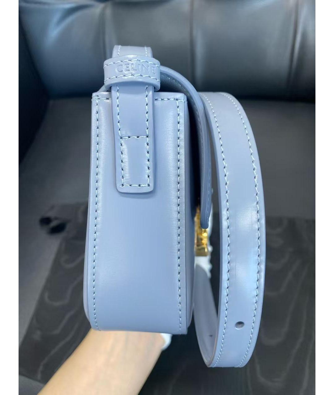 CELINE Голубая кожаная сумка через плечо, фото 6