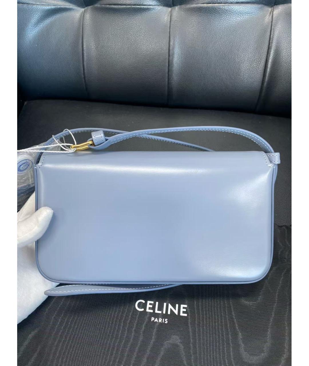 CELINE Голубая кожаная сумка через плечо, фото 5