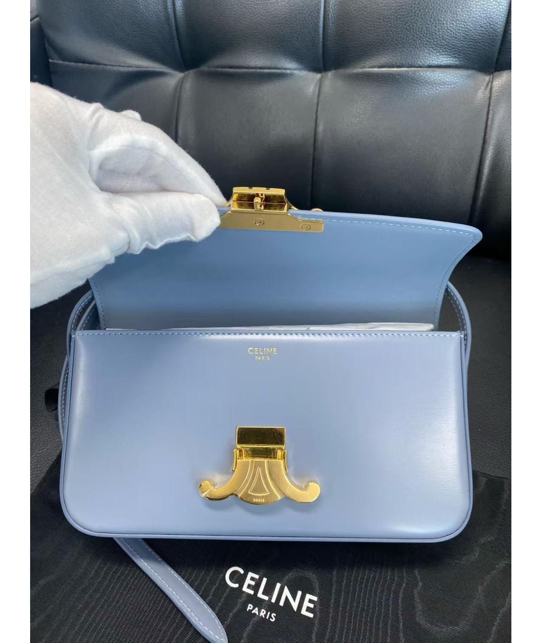 CELINE Голубая кожаная сумка через плечо, фото 7