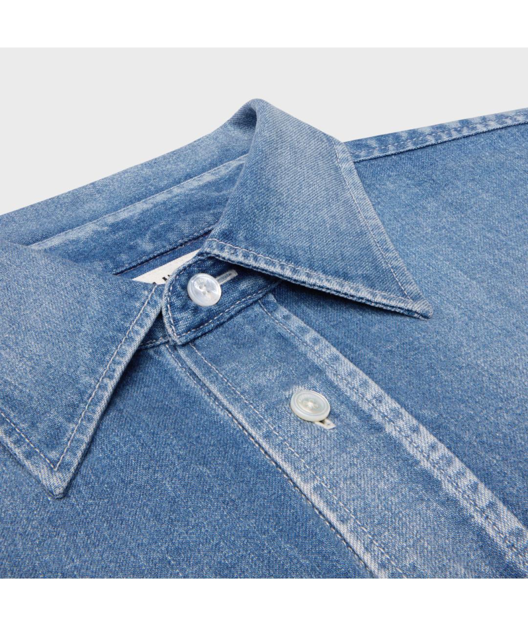 CELINE Голубая хлопковая рубашка, фото 4