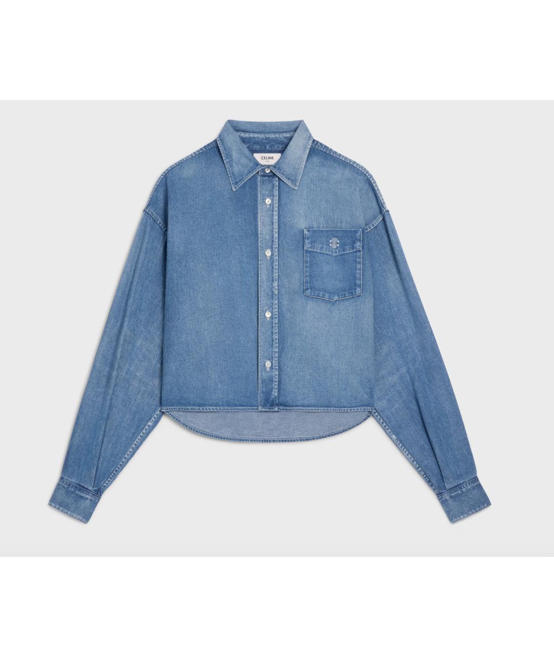 CELINE Голубая хлопковая рубашка, фото 6