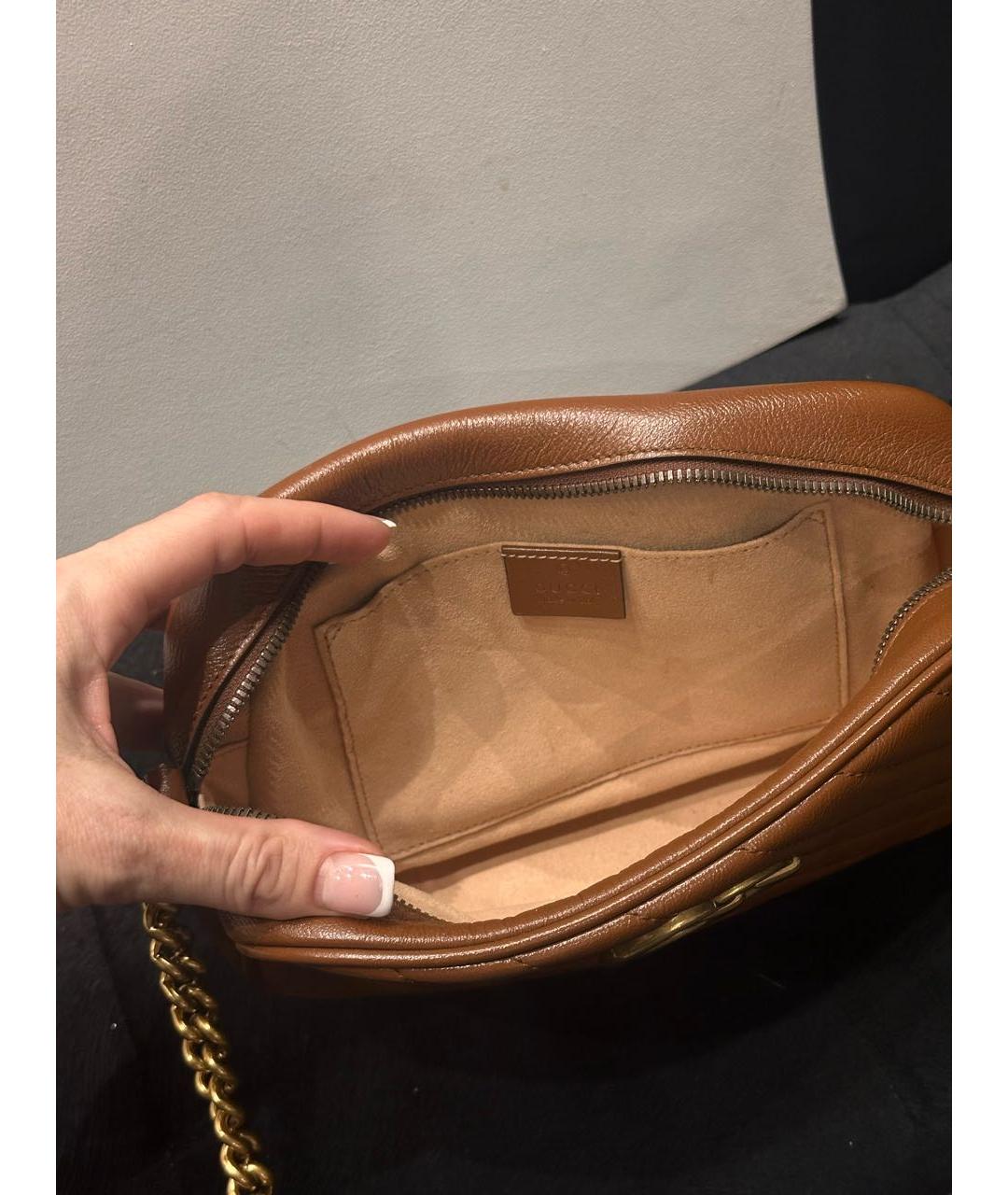 GUCCI Коричневая кожаная сумка через плечо, фото 4