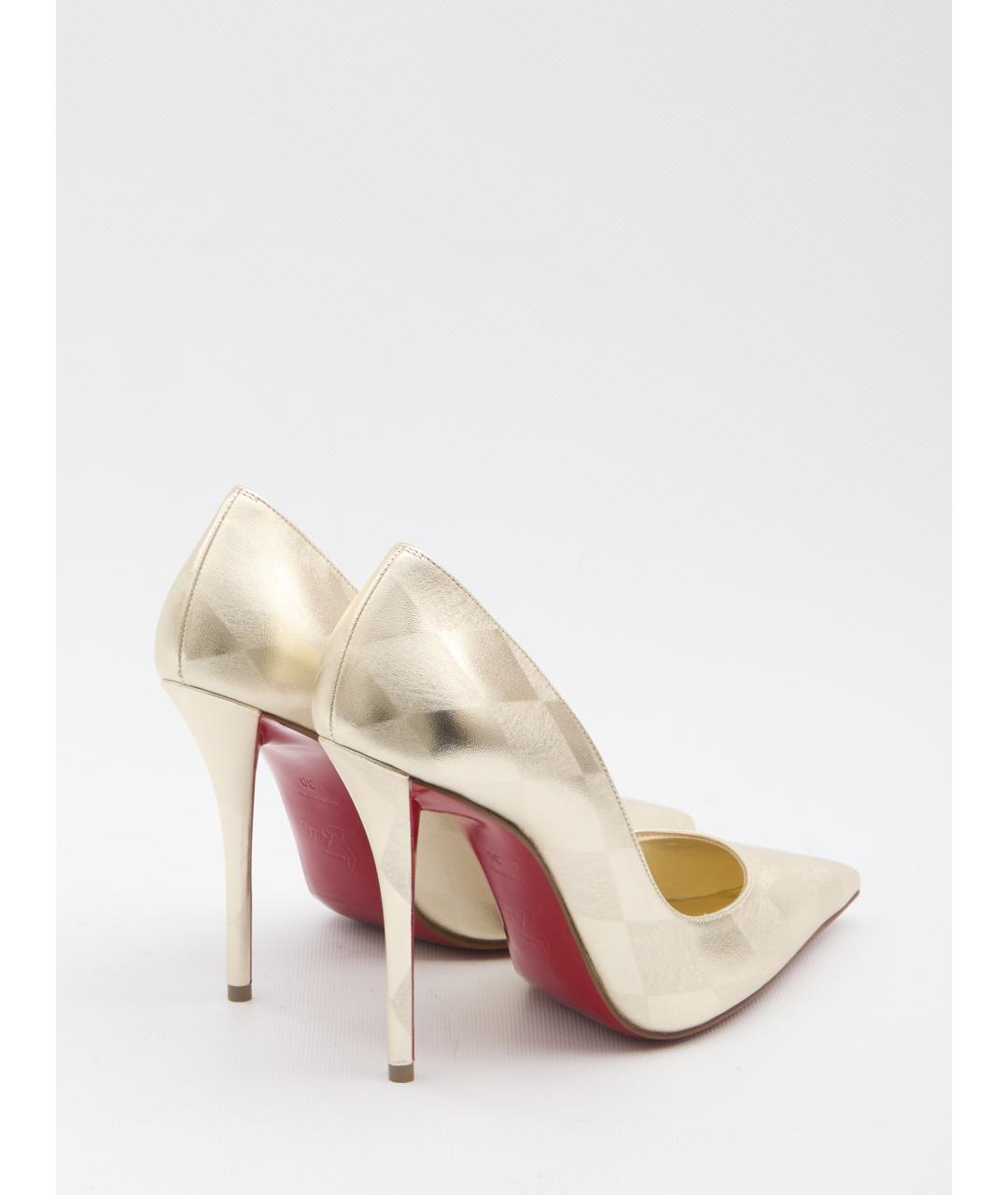 CHRISTIAN LOUBOUTIN Золотые кожаные туфли, фото 3