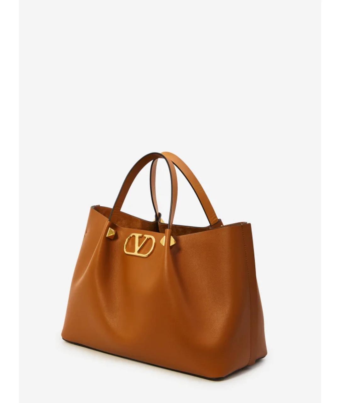 VALENTINO Бежевая кожаная сумка тоут, фото 2