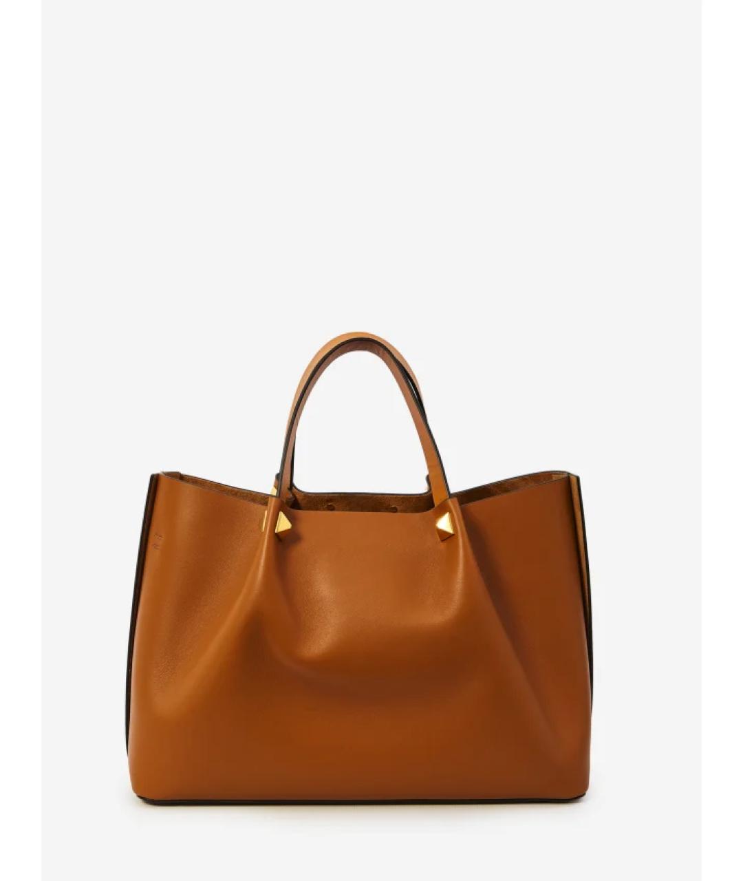 VALENTINO Бежевая кожаная сумка тоут, фото 3