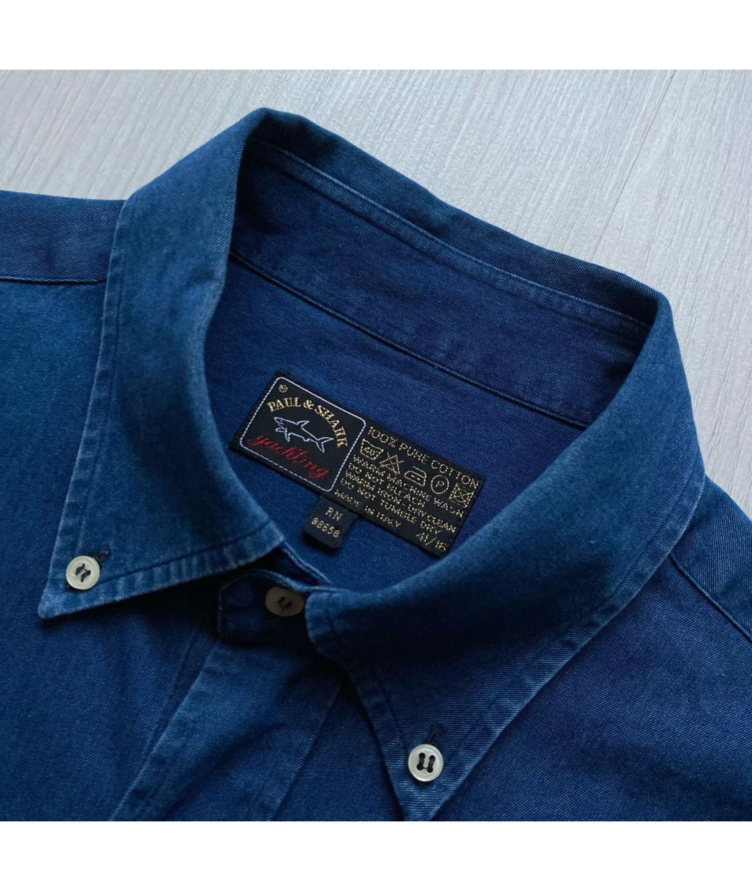 PAUL & SHARK Синяя хлопковая кэжуал рубашка, фото 3
