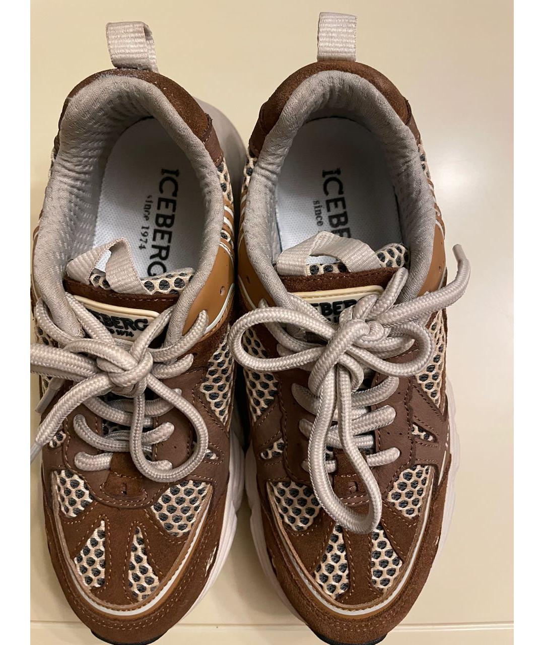 ICEBERG Коричневые текстильные кроссовки, фото 3