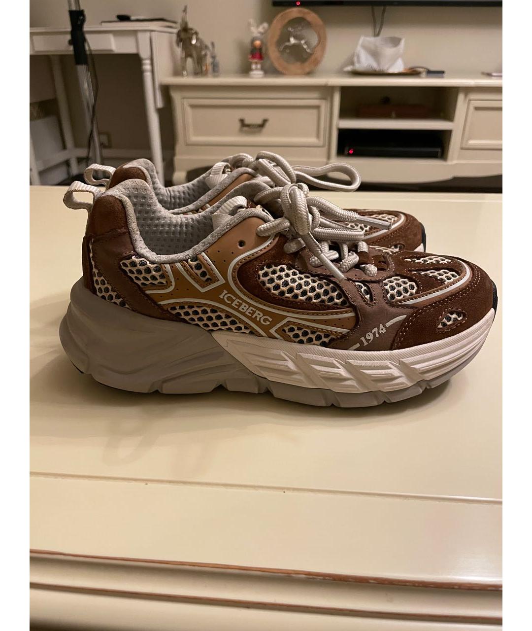 ICEBERG Коричневые текстильные кроссовки, фото 7