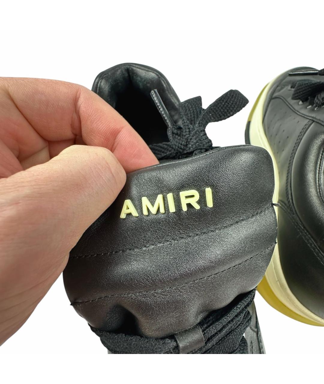 AMIRI Черные кожаные низкие кроссовки / кеды, фото 8