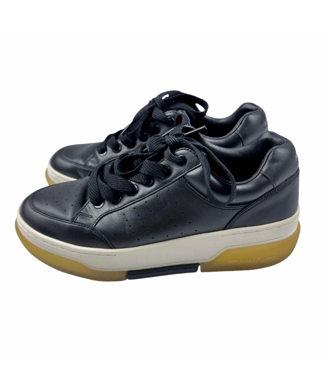 AMIRI Черные кожаные низкие кроссовки / кеды, фото 5