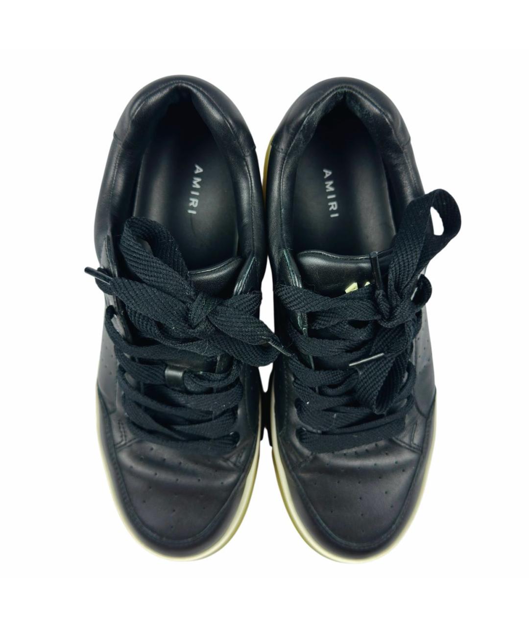 AMIRI Черные кожаные низкие кроссовки / кеды, фото 3