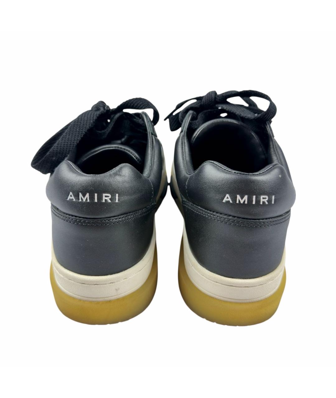 AMIRI Черные кожаные низкие кроссовки / кеды, фото 4