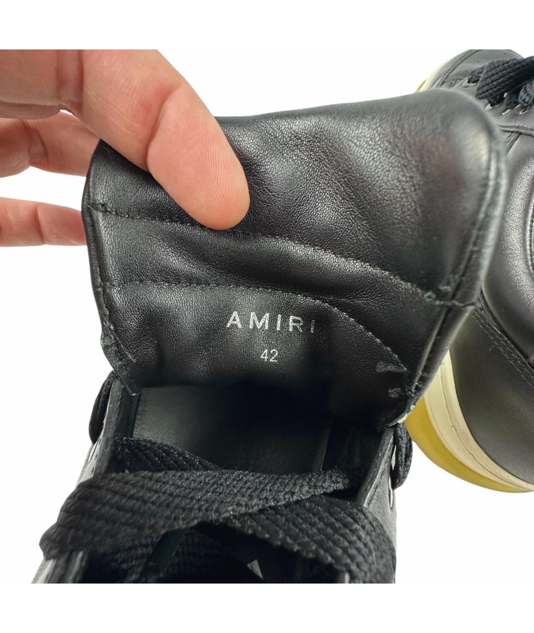 AMIRI Черные кожаные низкие кроссовки / кеды, фото 7