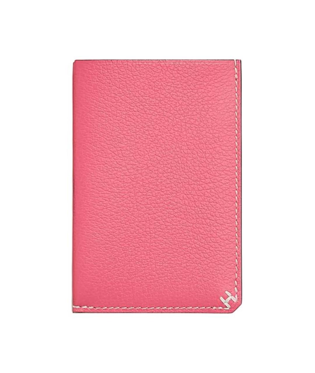 HERMES Розовый кожаный кардхолдер, фото 2