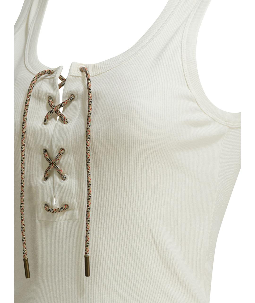 BURBERRY Белая хлопковая майка, фото 4