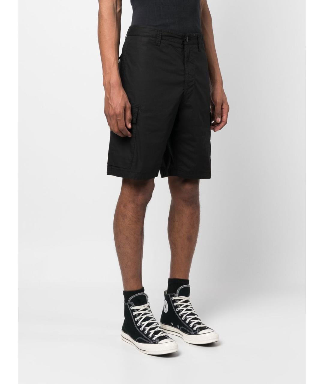 STONE ISLAND Черные хлопковые шорты, фото 3