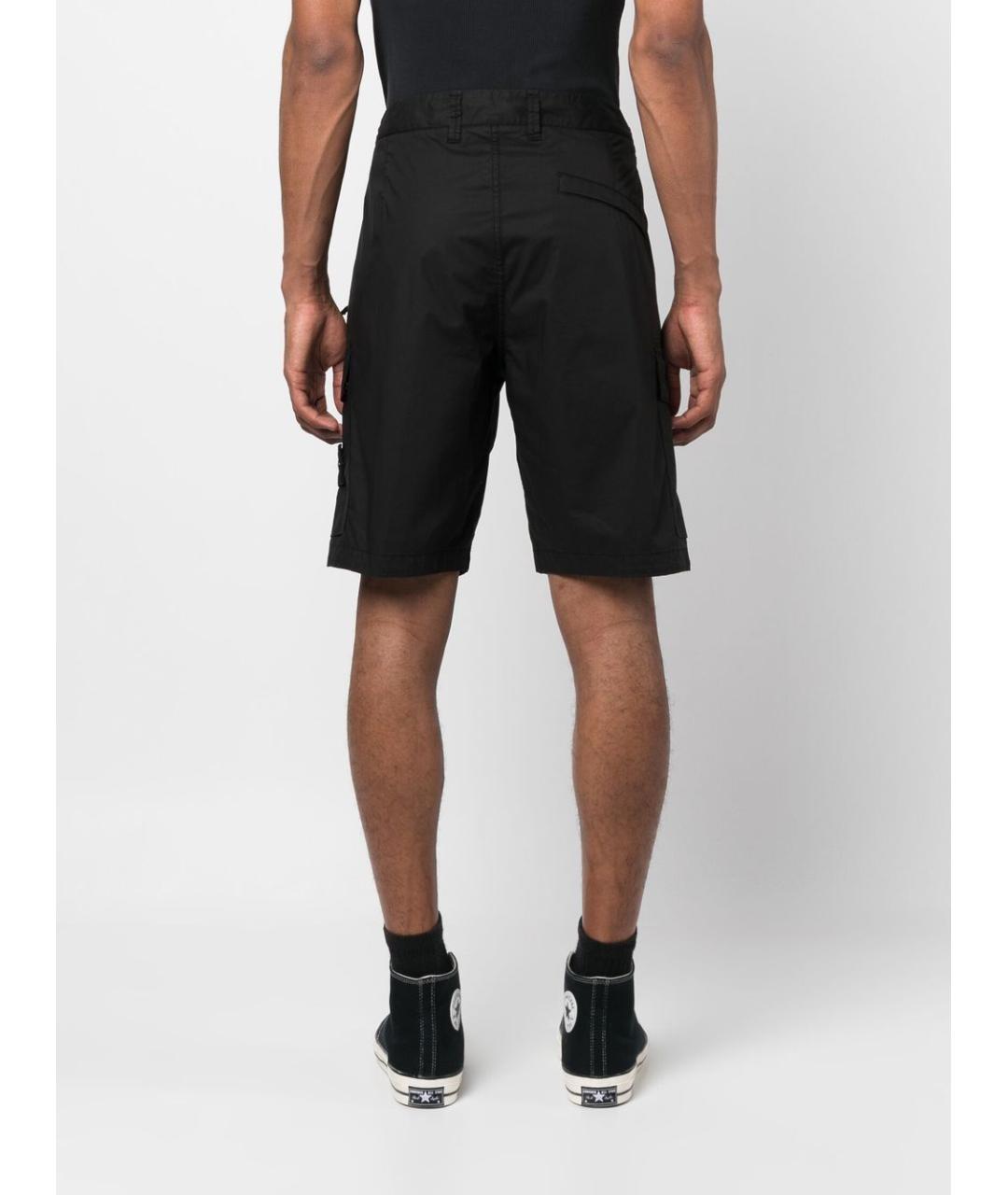 STONE ISLAND Черные хлопковые шорты, фото 2