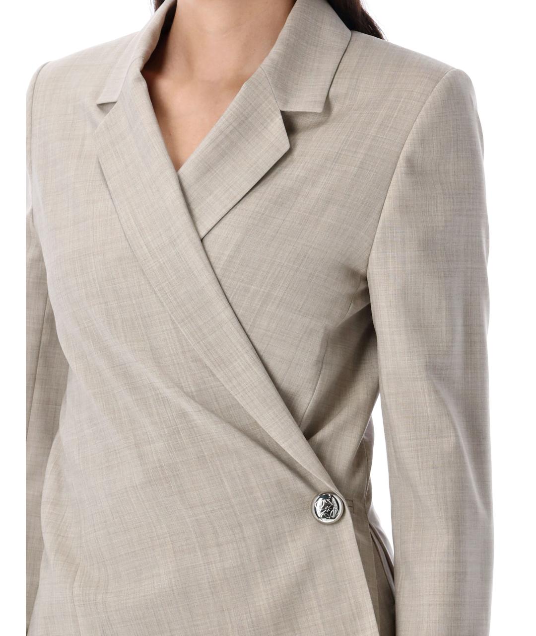 LOEWE Бежевый шерстяной жакет/пиджак, фото 4