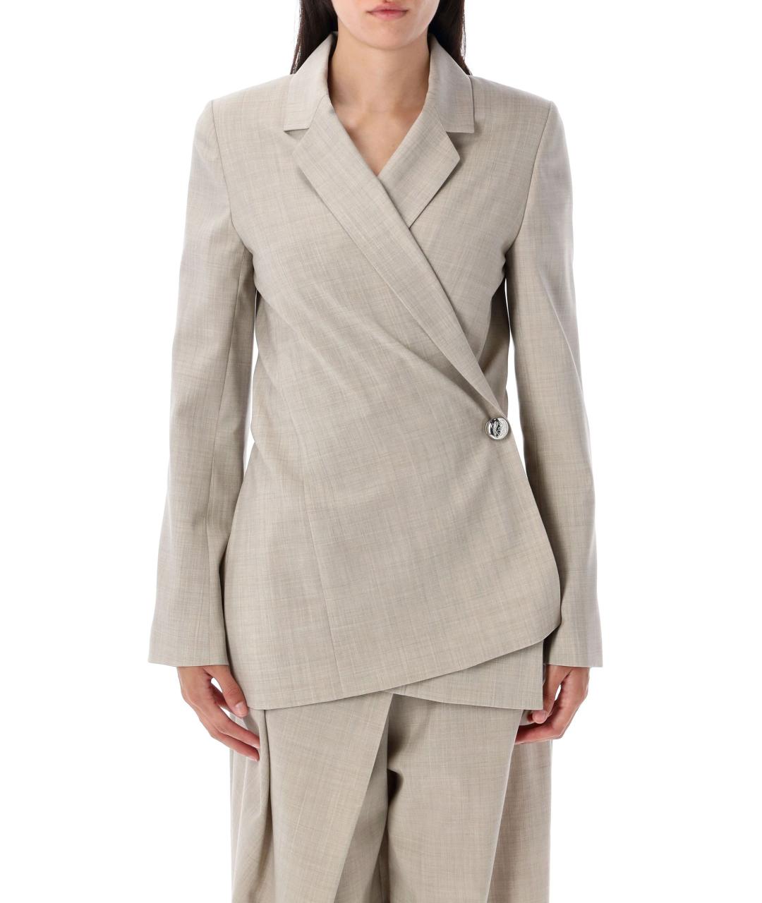 LOEWE Бежевый шерстяной жакет/пиджак, фото 2