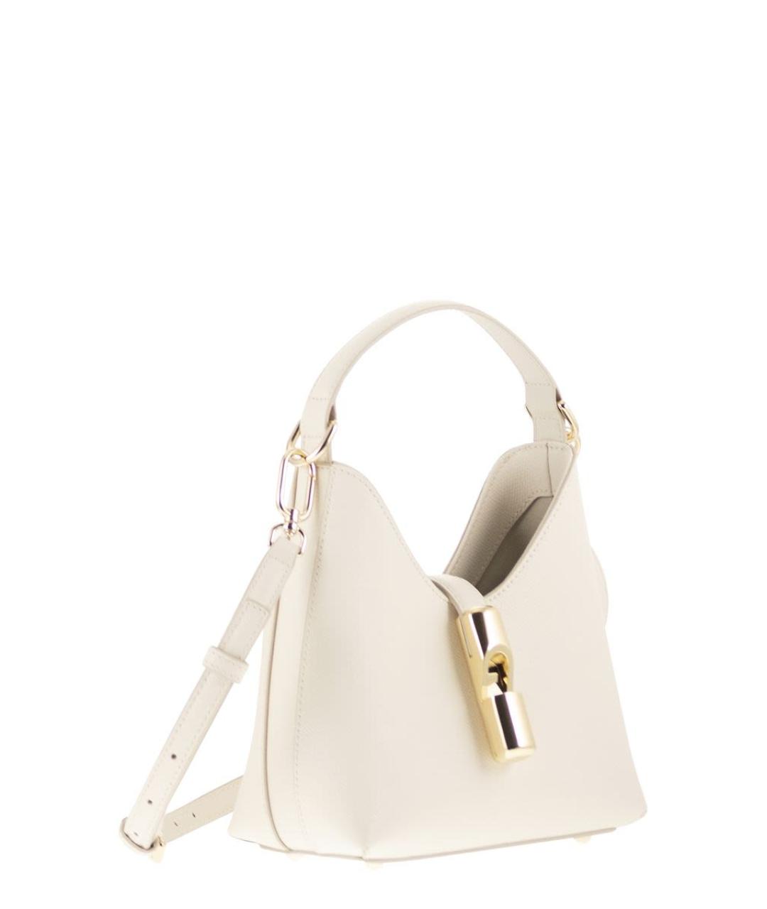 FURLA Бежевая кожаная сумка с короткими ручками, фото 4