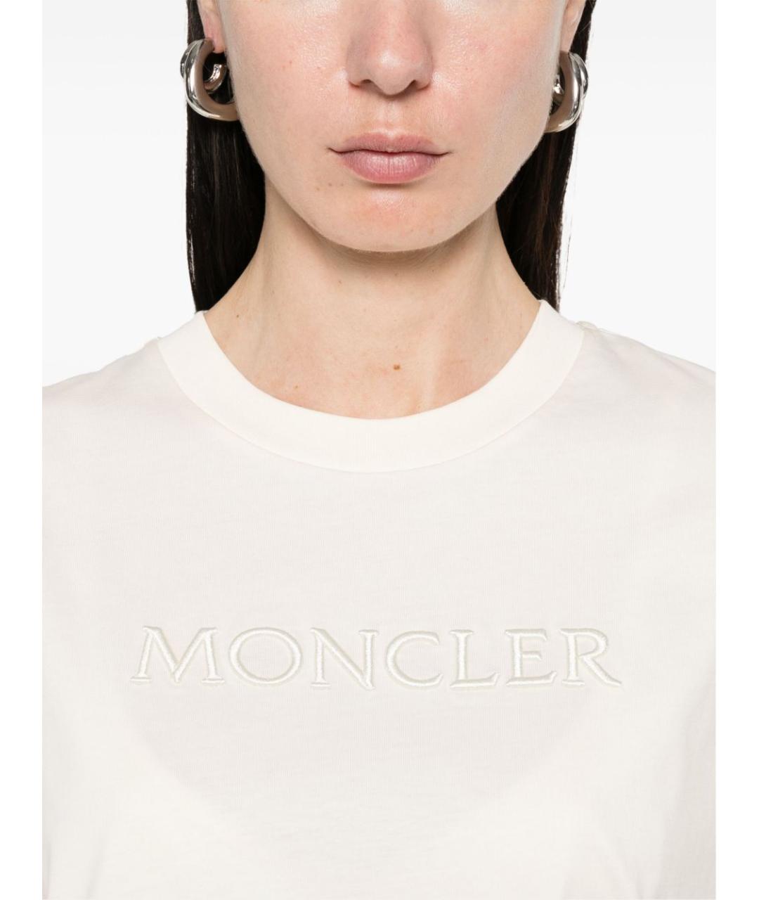 MONCLER Бежевая хлопковая футболка, фото 5