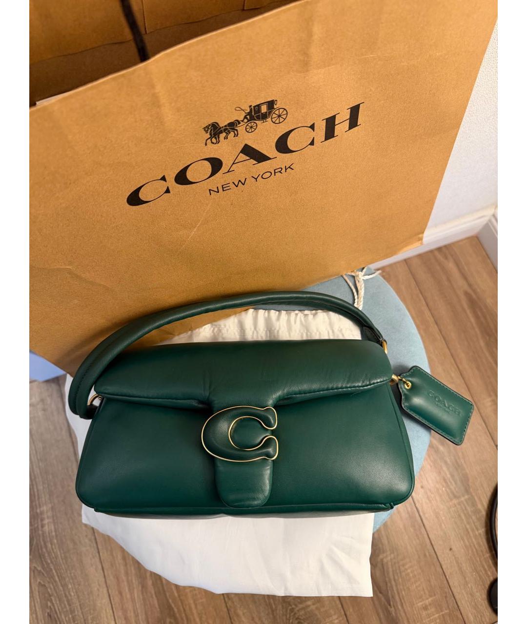 COACH Зеленая кожаная сумка через плечо, фото 2
