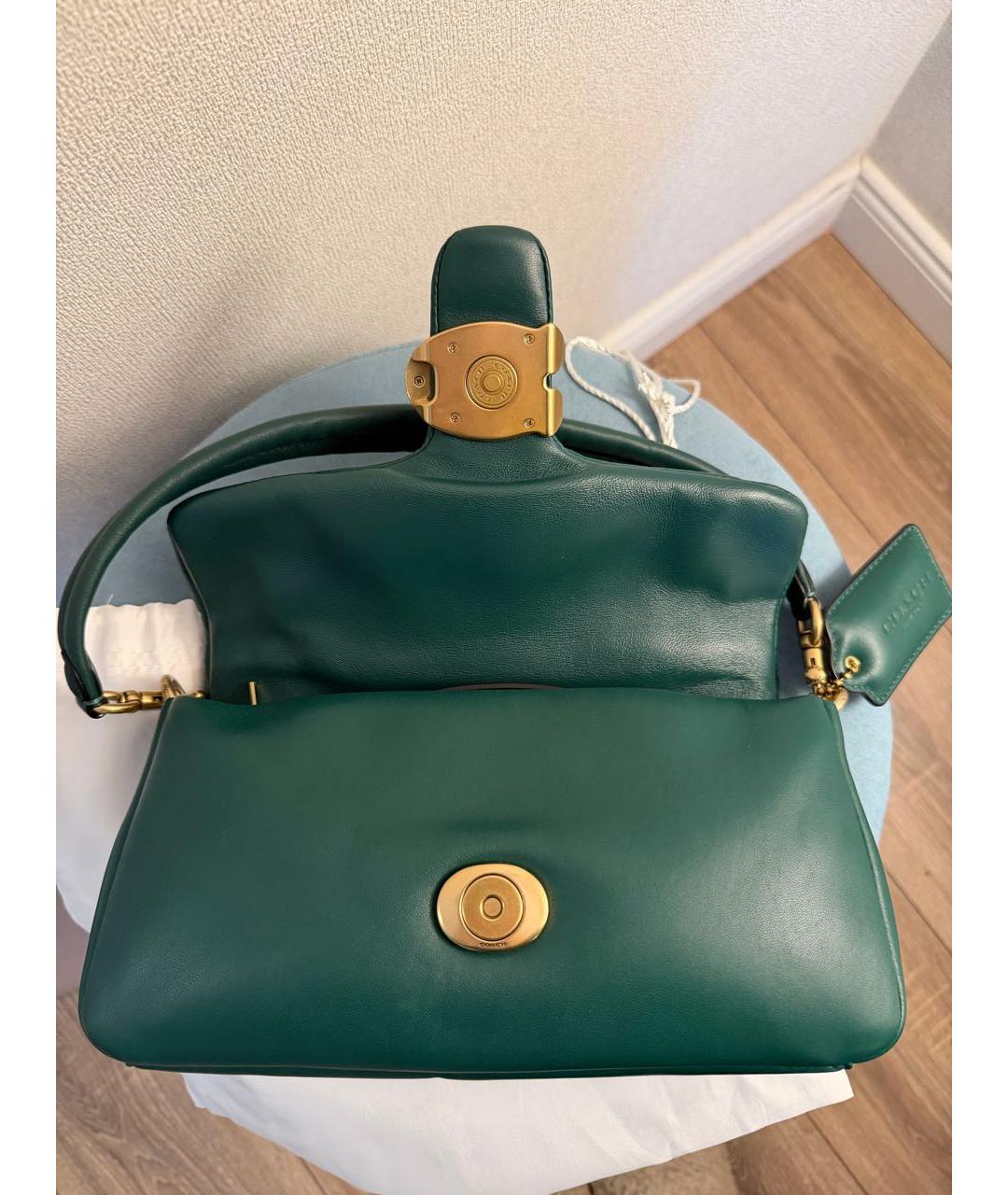 COACH Зеленая кожаная сумка через плечо, фото 3