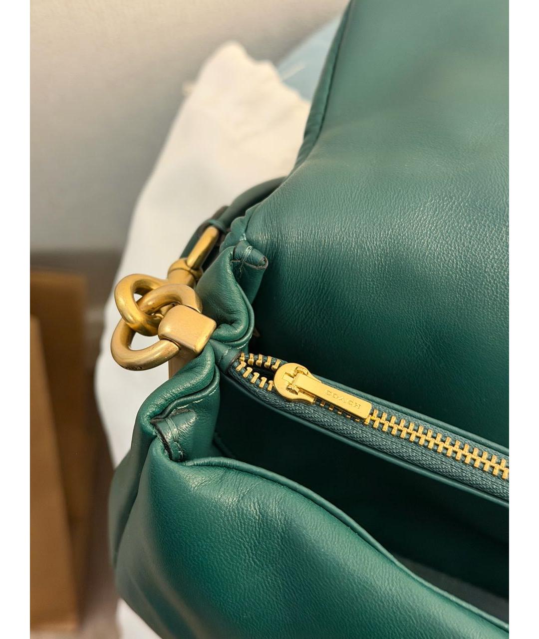 COACH Зеленая кожаная сумка через плечо, фото 5