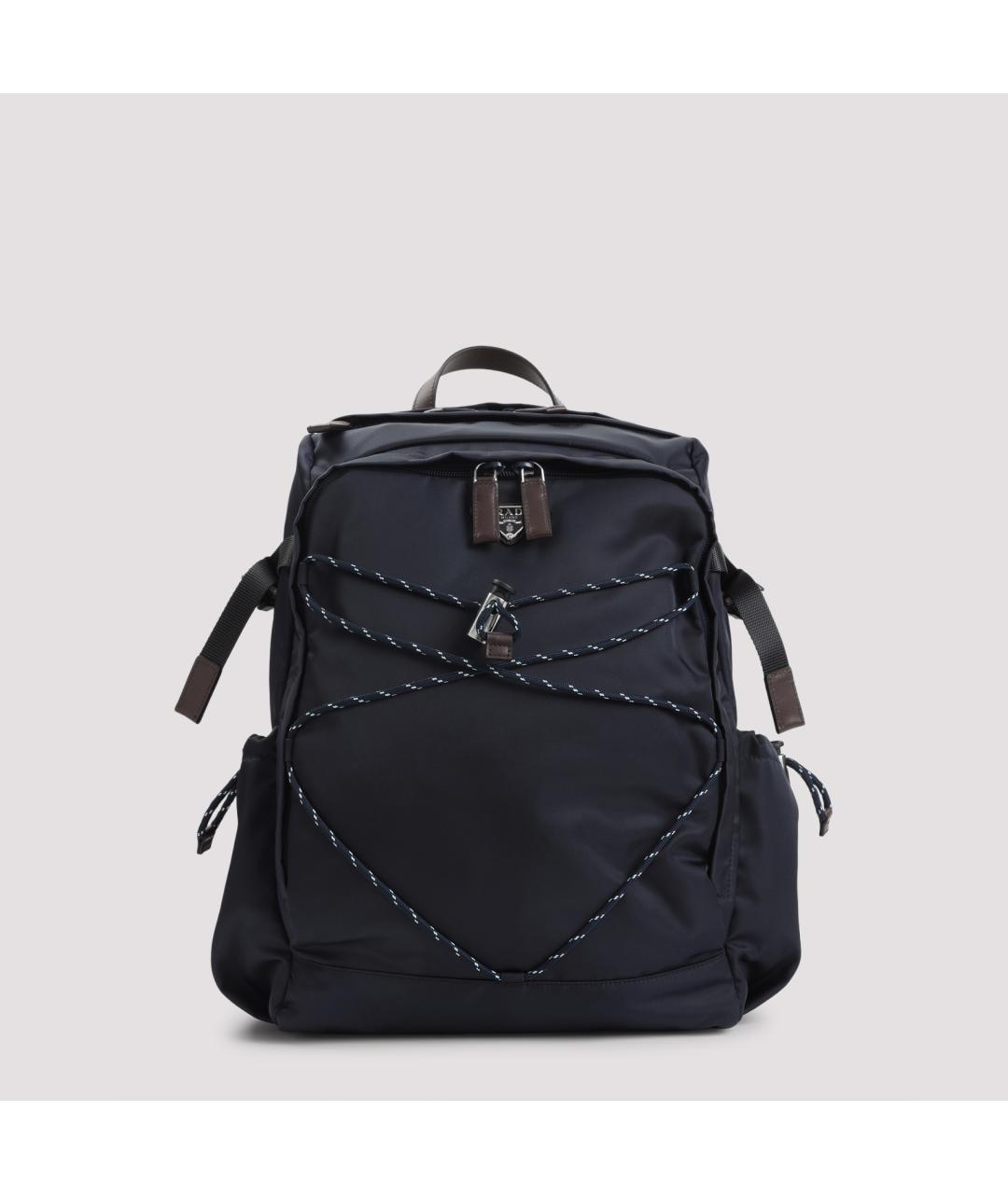 PRADA Темно-синий синтетический рюкзак, фото 2
